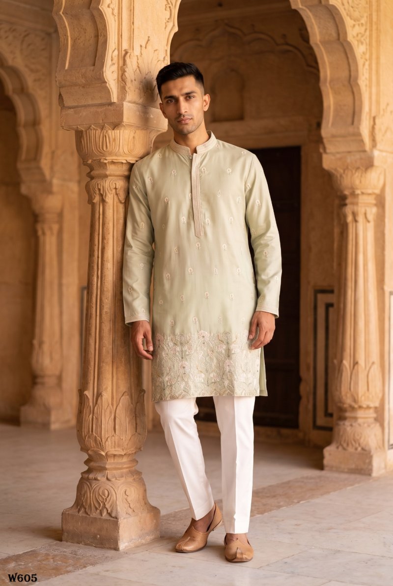 Outluk Wedding Vol 60 Silk Mens Kurta With Pajama 